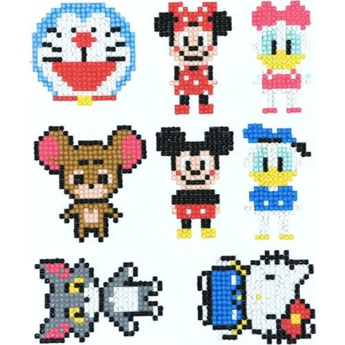 8Pcs DIY Cartoon Mini Round Diamond Art Painting Kits Stickers 5D Diamond Embroidery Cross Stitch Manual DIY Tools Cup Decor