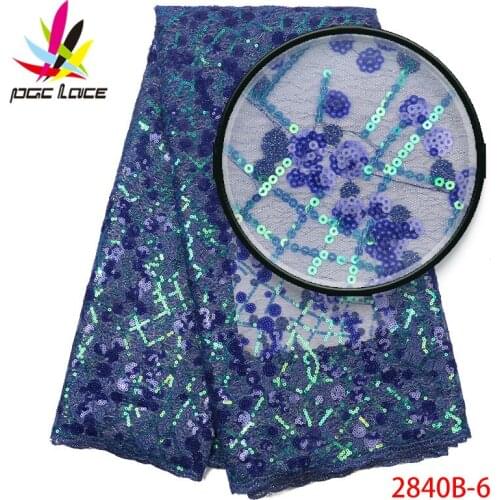 African Sequins Lace Fabric 2019 Hot Sale Nigerian Wedding Dress High Quality Organza French Net Mesh Lace XZ2840B-6