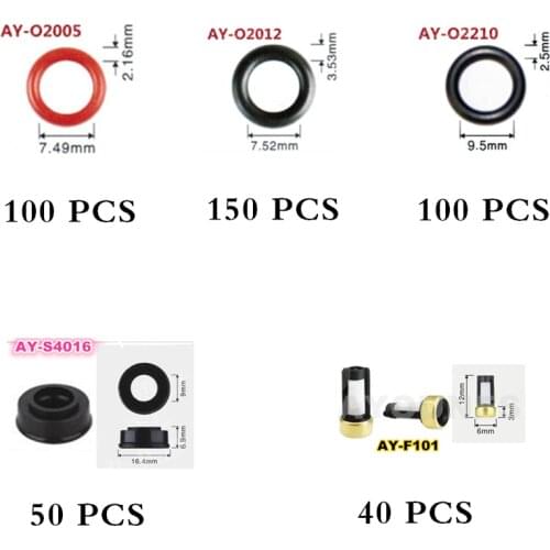 Free shipping 440pcs Fuel injector repair kit rubber o-ring seals micro filters