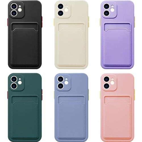 Card Bag luxury Shockproof Phone Case For iPhone 12 11 Pro Max XS Max XR X 7 8 Plus 12 11 Pro Camera Protection TPU Soft Cover