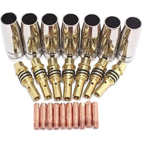 24PCS 15AK Nozzles Contact Tips Holders MAG/MIG Welder Consumables Kit Welding Tools Accessories Fit for MB15 15AK Welding