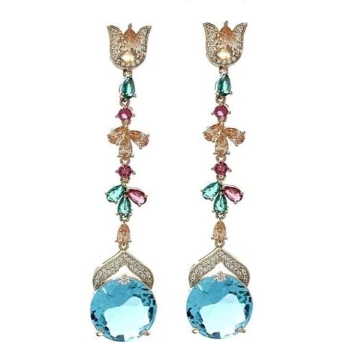 EYER Wholesale Fashion Micro Pave Cubic Zirconia Drop Earrings Temperament Shining Pendant Accessories For Women Party Jewelry