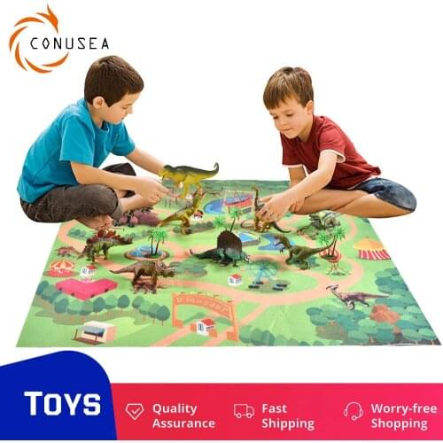 Dinosaur Toys 3D Educational Realistic Dinosaur playset, Activity Play Mat to Create a Dino World Including T-Rex Triceratops
