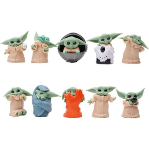 10pcs/set Disney Star Wars Mandalorian Little Child Baby YODA Star Wars Cute Statue 4-6cm Figure Toys