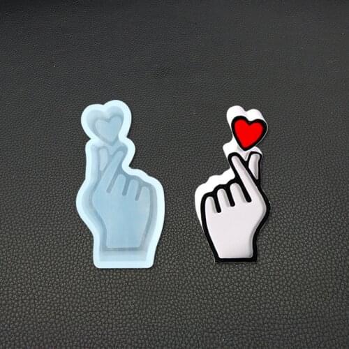 Finger Heart Silicone Mold Korean Hand Heart Cabochon Making Heart Hand Sign Mold for UV Resin Art Epoxy Resin Molds Jewelry