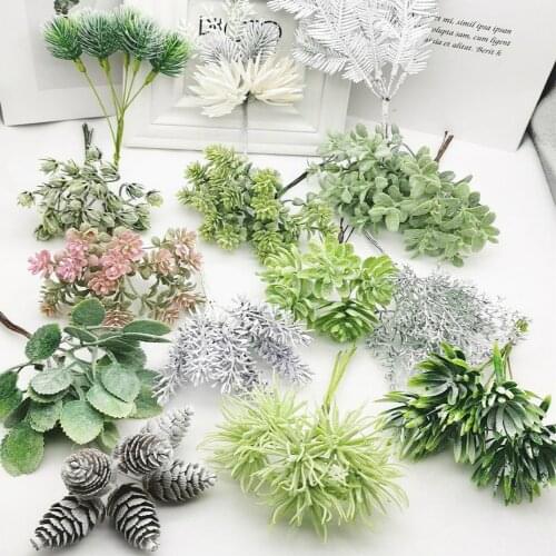 Plastic Fake Flowers Bouquet for Scrapbooking 23 Styles Artificial Plants for Home Christmas Wedding Decoration