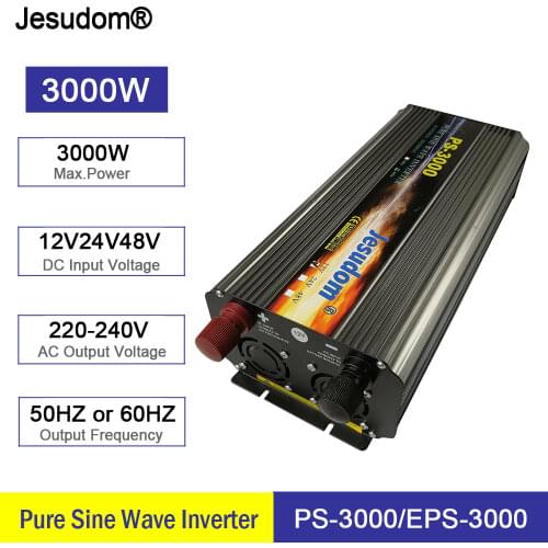 UPS Uninterruptible Power Supply 3000w Pure Sine Wave Inverter Surge Power 6000W/6KW DC12/24/48V to AC220V/230V/240V,50HZ