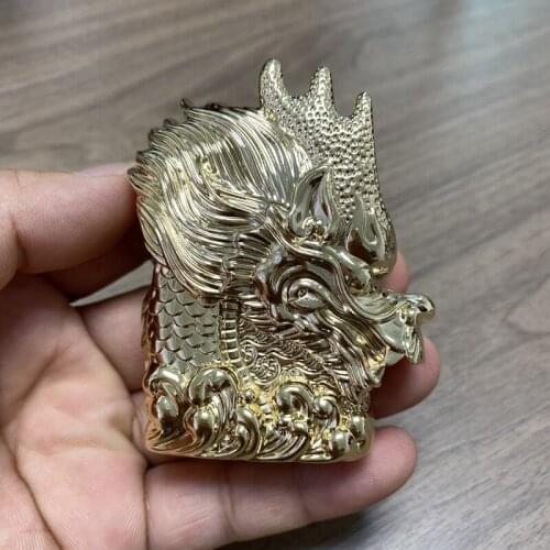 Chinese Retro Imperial Dragon Heavy Armor Brass Kerosene Windproof Lighter Armor Dragon Lighters for Smoking Weed Collect Gift