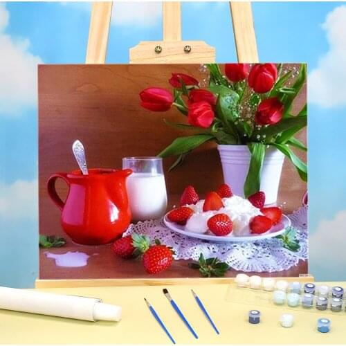 Coffee Cup DIY Paint By Numbers Complete Kit Oil Paints 50*70 Canvas Pictures Handmade For Kids Wall Handiwork