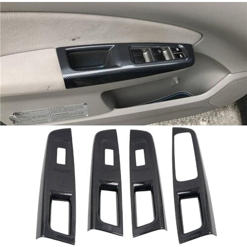 LHD! Car Accessories for Subaru WRX / WRX STI 2007-2011 Carbon Fiber Printed Interior Door Window Switch Lift Cover Trim 4pcs