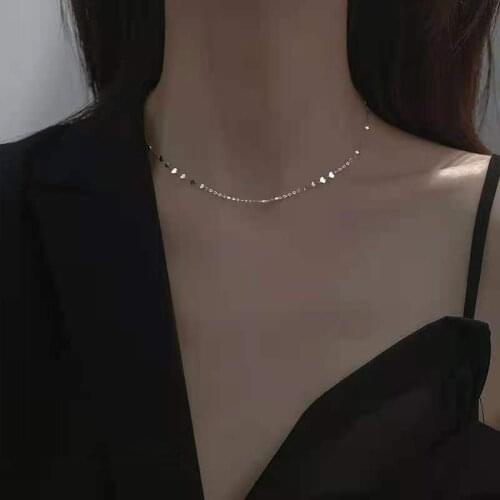 Hot Sale 925 Sterling Silver Necklace Fashion Shiny Pendant Luxury Simplity Choker Grils Valentine’s Day Gift Fine Jewelry NK107
