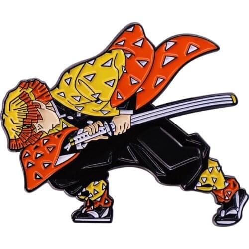 Kimetsu no Yaiba - Agatsuma Zenitsu Metal Badge Demon Slayer Anime Manga Pin Water Breathing Attack