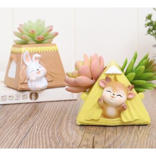 Cute Flowerpot Camping Diary Flower Pot-Tent Bunny Garden Supplies Flower Pot Planters For Home Decoration