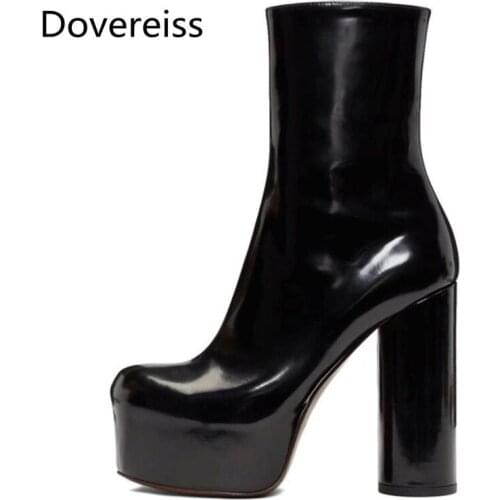 Dovereiss Fashion Womens Shoes Winter Sexy Elegant Waterproof Red Ladies Boots Concise Short boots Mature Any color big size 46