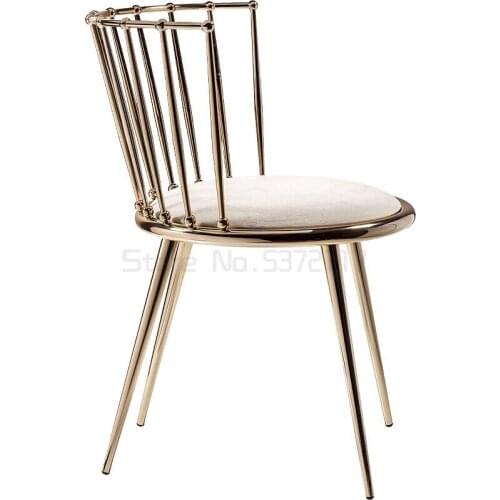 Fashion Nordic Gold Iron Chair modern design dressing table chairs metal steel chair makeup stool Multicolor mat