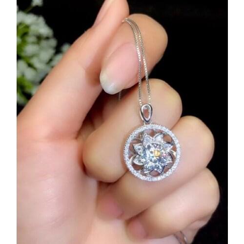 Moissanite necklace, 1.2 carat gem, can be detected by instrument, 925 Sterling silver, popular Necklace