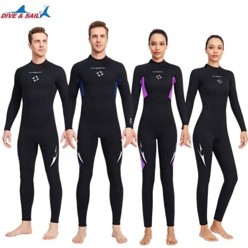Men Women 3 MM Neoprene Elastic Diving Suit Swimsuit Snorkeling Surfing Warm Fishing One-Piece Wetsuit With Kneepads Back Zipper
