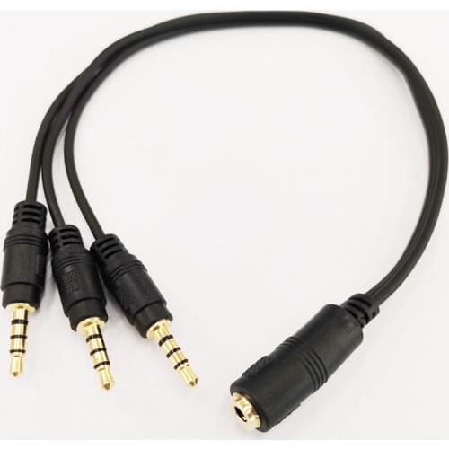NCHTEK 4 Pole 3.5MM Female to Three 3.5MM Stereo Male Plug Audio Extension Connector Cable About 30CM/Free Shipping/1PCS