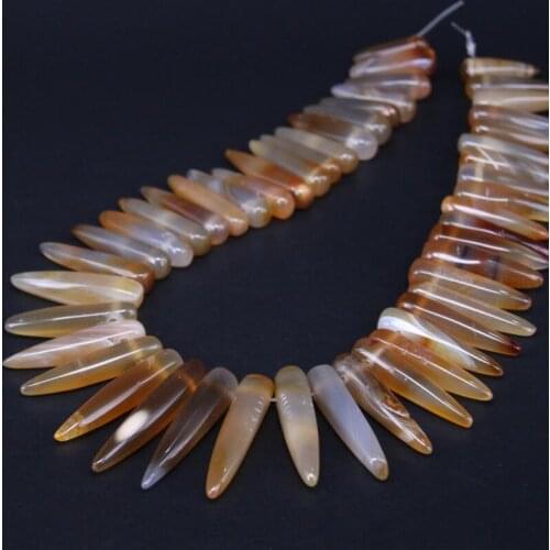 15.5"strand Polished Natural Brown Agates Top Drilled Point Pendant Beads,Raw Gems Stone Stick Spike Graduated Necklace Beads