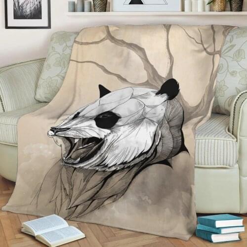 Angry Panda Flannel Throw Blanket 3D Printed Keep Warm Sofa Child Blanket Home Decor Textiles Dream Family Gift