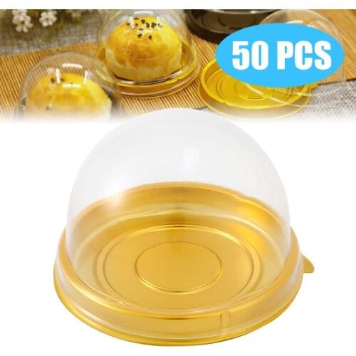 50pcs Cupcake Box Clear Plastic Cake Packing Boxes Mini Cupcake Cases Muffin Pod Dome Cup Case Party Cake Mold Deco Tools