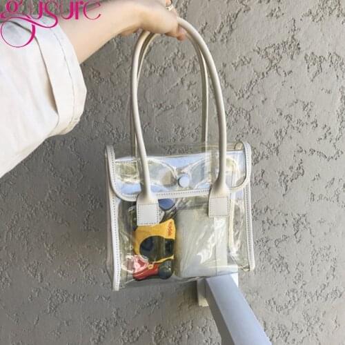 Gusure Design Luxury Mini Bucket Handbag Women Transparent Clear PVC Jelly Shoulder Bag Female Flap Swimming Beach Tote Purse