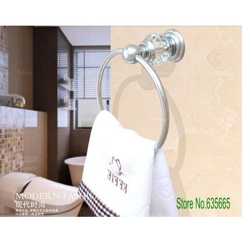 Luxury Crystal Glass Decoration Chrome BrassTowel Rings Rack Hooks Hanger Bathroom Sanitary Ware Pendant Hardware Accessories