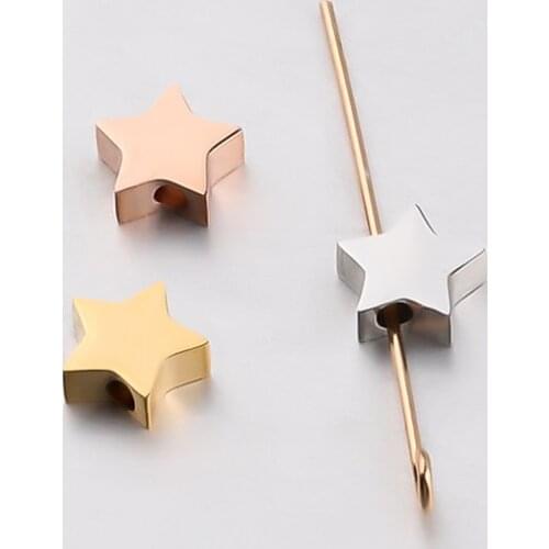 Rose Gold Stainless Steel Fashion Accessories Star Beads Necklace Bracelet Charms Space Beads Components for DIY Jewelry Making