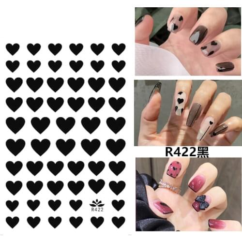 Self-adhesive 3D Stickers for Nails Cute Black Love Heart Nail Art Decorations Autumn Fashion Stickers Women Girl Nail Foil