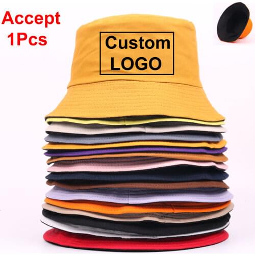 Free Custom LOGO Design Double Sided Bucket Hat Women Men Summer Fishing Hats Casual Fishermen Cap Brim Kpop Bucket Gorras