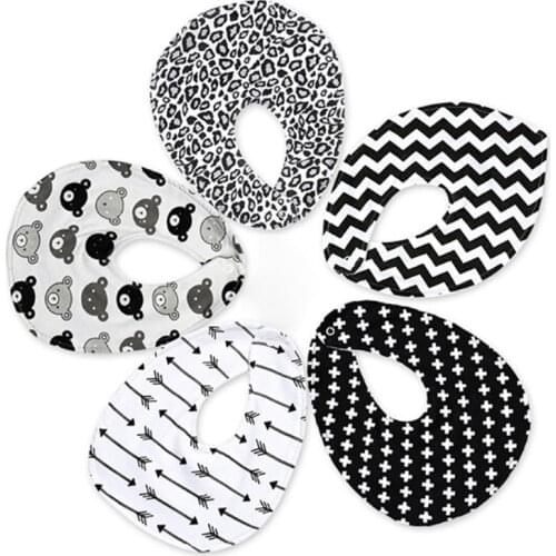 Baby Waterproof Bibs Round Cotton Burp Cloths Cartoon Cat Print Saliva 360-degree Towel Baby Boys Girls Feeding Apron Bibs