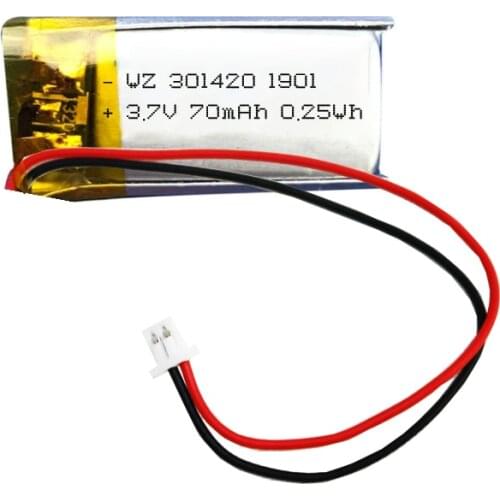 Ultra-small 3.7V rechargeable polymer lithium battery 301420-70mah mini bluetooth headset speaker audio