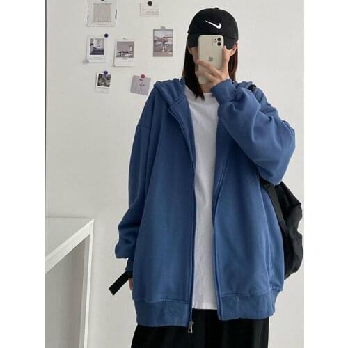 Hoodie Women Harajuku Streetwear Kawaii Oversized Zip Sweatshirt Clothes Korean Hip Hop Y2K Long Sleeve Top Sweatshirts Vintage