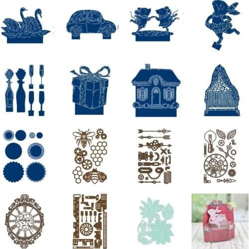 Vintage flower bee animal cart Metal Cutting Die Scrapbook Embossed Paper Card Album Craft Template Cut Die Stencils 2021 NEW