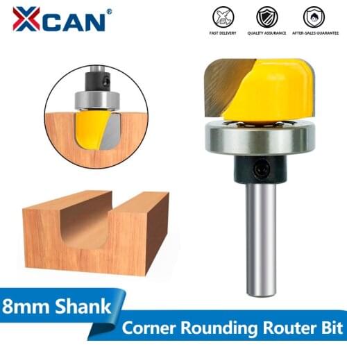 XCAN Diameter Bowl & Tray Router Bit 8mm Shank Corner Rounding Router Bit Wood Milling Cutter Engraving Tool Tungsten Router Bit