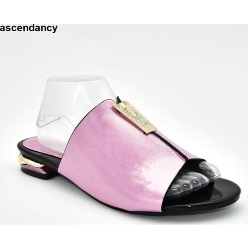 Latest Fashion Ladies Sandals with Heels Nigerian Women Party Pumps Decorated with Rhinestone Summer Sandals Summer Shoes Women