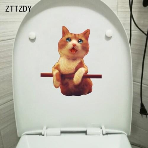 ZTTZDY 19.6*22.4CM Little Cat BedRoom Home Wall Decor Decal Toilet Sticker T3-0219