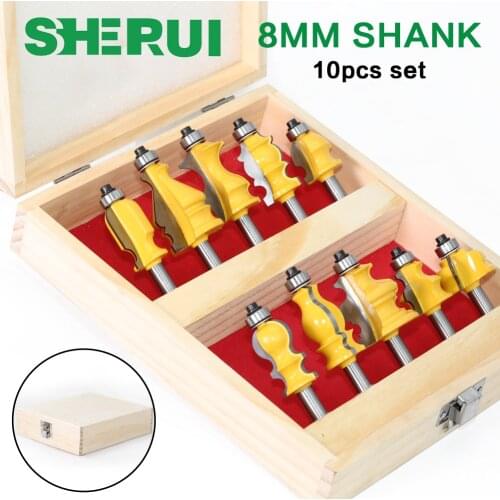 10PC 8mm&12.7MM Shank Casing & Base Molding Router Bit Set CNC Line knife Woodworking cutter Tenon Cutter for Woodworking Tools