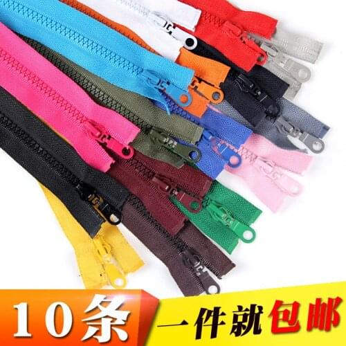 10pcs/lot Cheap 70cm Down Clothing Resin Zippers Single Open End Black White for Outerwear Jacket Tailor Sewing Accessories