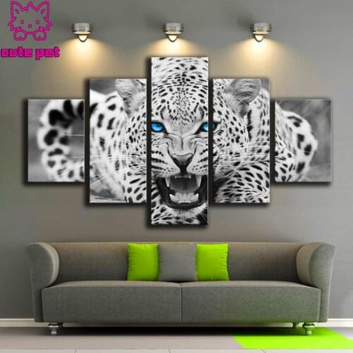 5D DIY Diamond Painting Animal leopard Handmade Home Decoration Full Drill Cross stitch Diamond Embroidery Holiday gift 5PCS