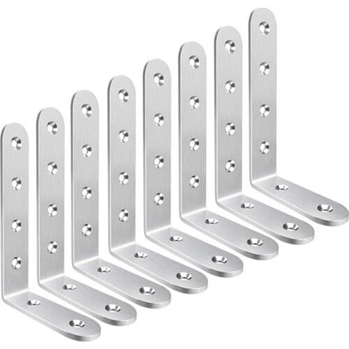 8Pcs Corner Brackets 3 X 5 Inch,Right Angle Bracket 304 Stainless Steel over Screws,L Shaped Brackets for Shelves Furniture