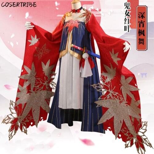 Anime Onmyoji Ghost Momiji Japanese Kimono Dress Uniform Cosplay Costume Full Set For Women Halloween Free Shipping New 2019