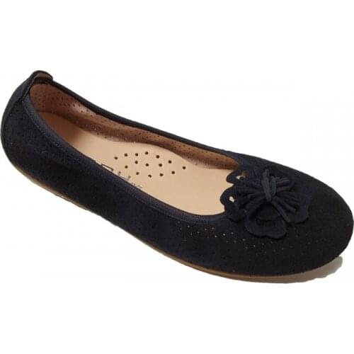 Zapy Girls pinched serraje ballet flats in navy with rosette
