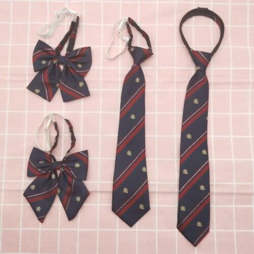Business Attire DK Silver Silk Crown Navy Blue Bow Tie School Uniform Tie Student Stripe College Style JK Uniform Bow Tie Suit