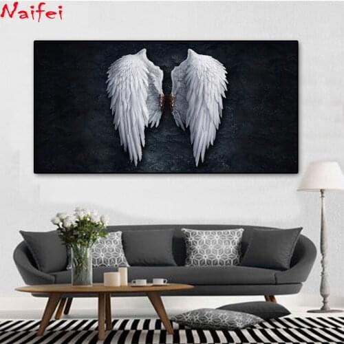 Large angel Wings Vintage 5d diy diamond painting black And White Wall Art full diamond embroidery Wings Art cross diamond gift