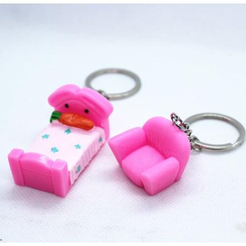 New Personality Imitation Furniture Lovers Keychains Unisex Fashion Creative Carrot Sofa Bed Keyring For Couple Jewelry Gifts