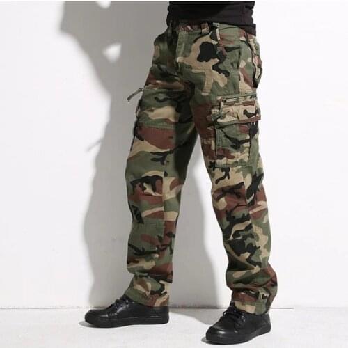 Mens Camouflage Cargo Pants Men Casual Camo Multi Pockets Military Tactical Pants Hip Hop Joggers Streetwear Pantalon Homme