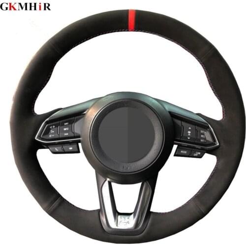 DIY Black Suede Car Steering Wheel Cover For Mazda 3 Axela 2017-2019 Mazda 6 Atenza 2017-2019 CX-3 CX-4 CX-5 CX-9 CX9 CX-8