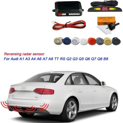 For Audi reversing radar, LED display 2.5m distance for parking safety reversing system 4 sensors waterproof