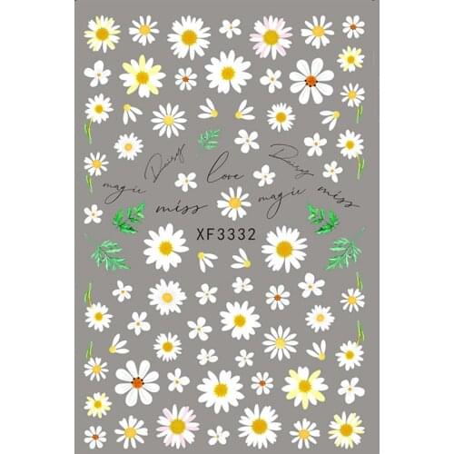 Elegant Daisy Autumn Leaves Nails Art Manicure Back Glue Decal Decorations Design Nail Sticker for Nails Beauty